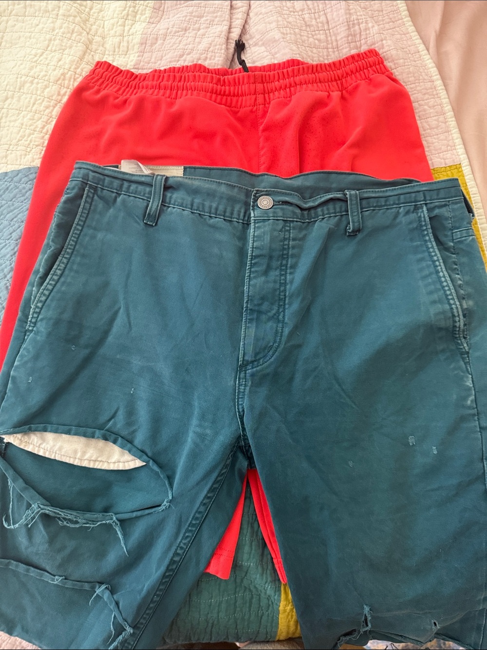 Levi's Teal Distressed Flat Front Men's Shorts and Nike SB Sport Shorts